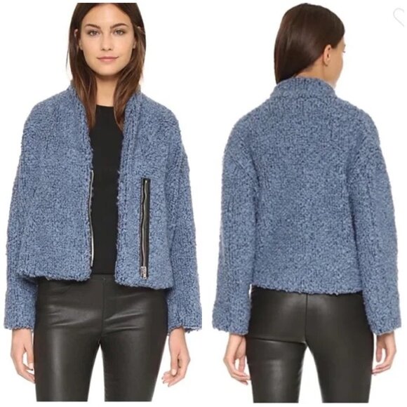 💕IRO💕 Daney Loop Knit Jacket ~ Blue EU 40 = US 8 - Picture 1 of 12